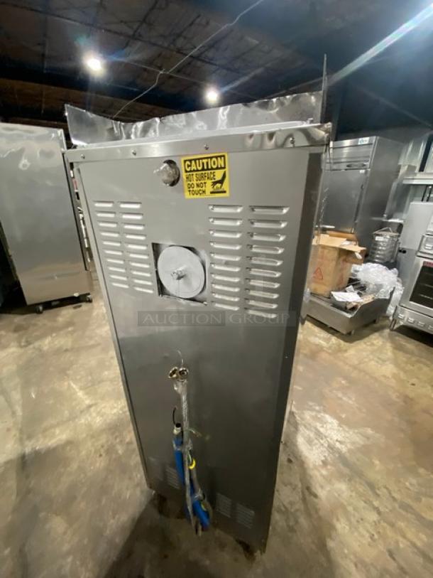 Cleveland Range SteamCraft Power-10 Series Commercial Stainless Steel Natural Gas Powered Dual Compartment 10-Pan Convection Steamer! With Boiler Base! With Individual Controls & Built In Pan Holding Racks! Model: 24CGP10 SN:170323052048! 115V 1 Phase! On Legs! - Image 4 of 11