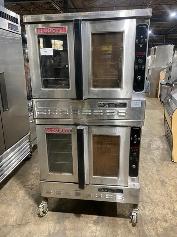 Blodgett Solid State Series Commercial Stainless Steel Natural Gas Powered Double Stacked Dual Flow Convection Oven! With Wire Oven Racks! SN: 102496RA030B/102496RA028T! On Casters! 2X Your Bid Makes One Unit! - Image 1 of 11