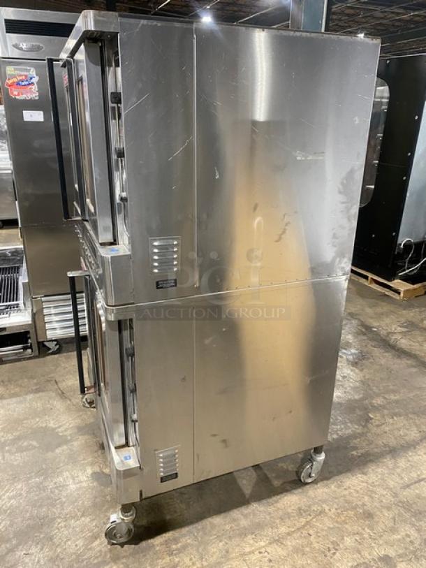 Blodgett Solid State Series Commercial Stainless Steel Natural Gas Powered Double Stacked Dual Flow Convection Oven! With Wire Oven Racks! SN: 102496RA030B/102496RA028T! On Casters! 2X Your Bid Makes One Unit! - Image 2 of 11