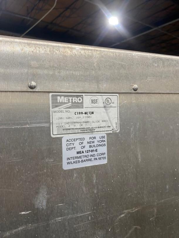 Metro Flavor Hold Series Commercial Half Door Single Section Insulated Heated Holding/Proofing Cabinet! With Wide Pan Slides! Model: C199-H(1)N SN: H20W-23143! 120V! On Casters! - Image 5 of 9