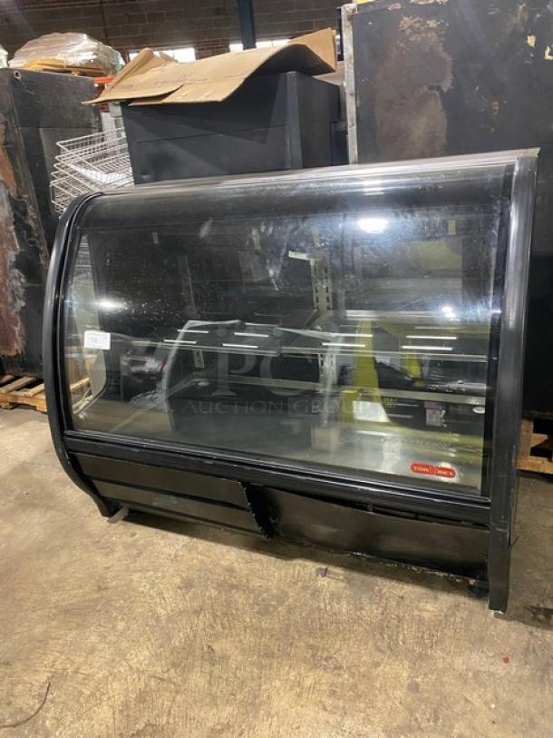 Tor-Rey Commercial Black Powder Coated/Curved Glass Refrigerated 2-Tier Deli Merchandiser Display Showcase! With Stainless Steel Interior & Adjustable Shelves! With Rear Double Glass Sliding Doors! Model: TEM150NL-UL SN: E15-003064! 120V! On Legs! - Image 1 of 8