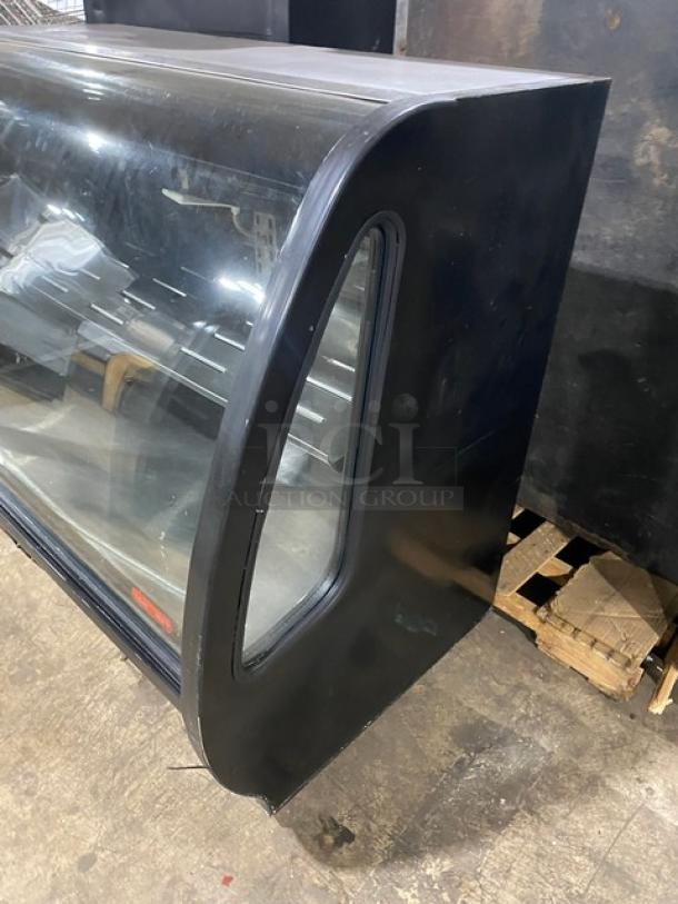 Tor-Rey Commercial Black Powder Coated/Curved Glass Refrigerated 2-Tier Deli Merchandiser Display Showcase! With Stainless Steel Interior & Adjustable Shelves! With Rear Double Glass Sliding Doors! Model: TEM150NL-UL SN: E15-003064! 120V! On Legs! - Image 2 of 8