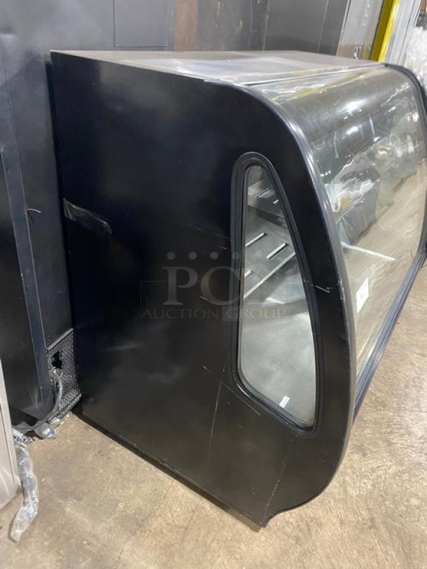 Tor-Rey Commercial Black Powder Coated/Curved Glass Refrigerated 2-Tier Deli Merchandiser Display Showcase! With Stainless Steel Interior & Adjustable Shelves! With Rear Double Glass Sliding Doors! Model: TEM150NL-UL SN: E15-003064! 120V! On Legs! - Image 3 of 8
