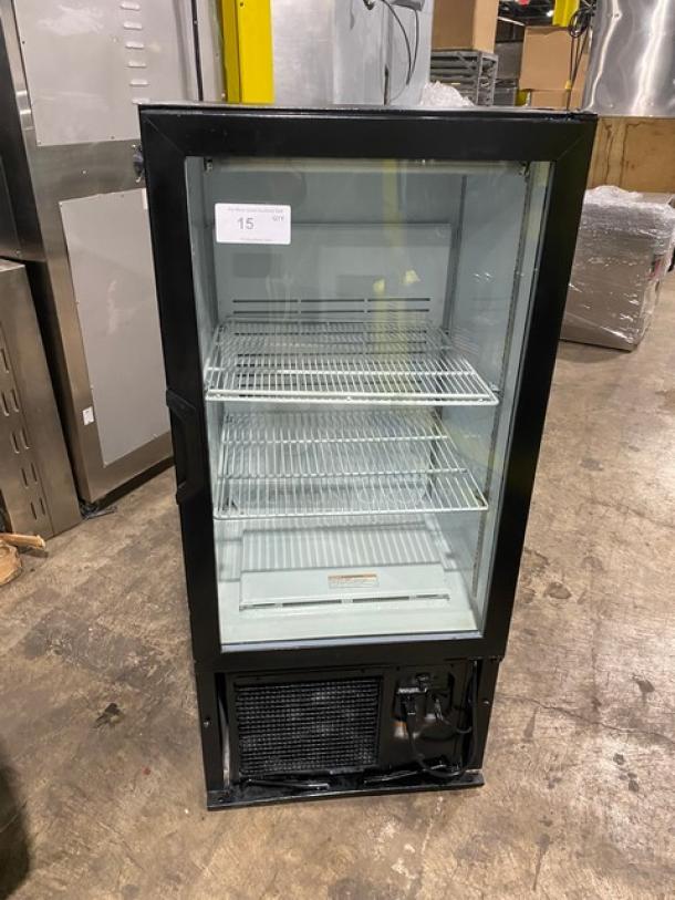Universal Nolin Commercial Black Single Glass Door Reach In Beverage Merchandiser Refrigerator! With Poly Coated Wire Rack! Model: MC260-1! 120V 1 Phase! - Image 1 of 7