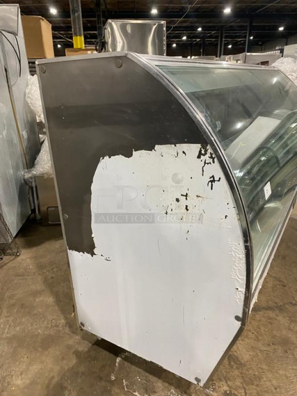 Leader Commercial Stainless Steel Curved Glass 96" Refrigerated Multi-Tier Deli Merchandiser Display Showcase! With Rear Double Sliding Glass Doors! With Lower Overstock Storage! Model: NRHD96R SN: PV11S3001! 115V 1 Phase! - Image 2 of 8