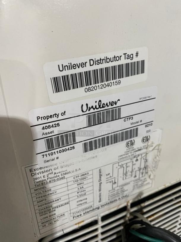 Excellence Commercial White Powder Coated Good Humor Style Countertop Merchandiser Display Freezer! With Poly Coated Wire Rack! Model: CTF-3MAG SN: 711011030425! 110-120V 1 Phase! - Image 6 of 7