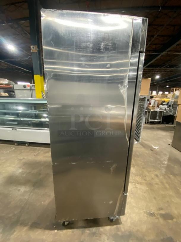 Bison! 2019 Late Model! B-Series Commercial Stainless Steel Solid Single Door Reach In Freezer! With Poly Coated Wire Racks! Model: BRF-21 SN: BRF-2100319011100K80002! 115V 1 Phase! On Casters! - Image 3 of 9