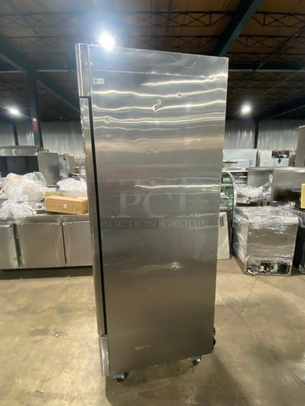 Bison! 2019 Late Model! B-Series Commercial Stainless Steel Solid Single Door Reach In Freezer! With Poly Coated Wire Racks! Model: BRF-21 SN: BRF-2100319011100K80002! 115V 1 Phase! On Casters! - Image 4 of 9