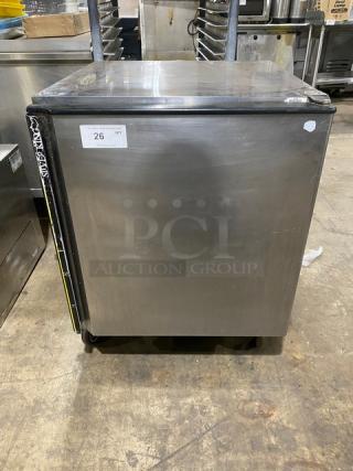 Silver King Commercial Stainless Steel Solid Single Door Undercounter Refrigerator! With Poly Coated Wire Rack! Model: SKR27A SN: SBCI140136A! 115V! On Casters!
