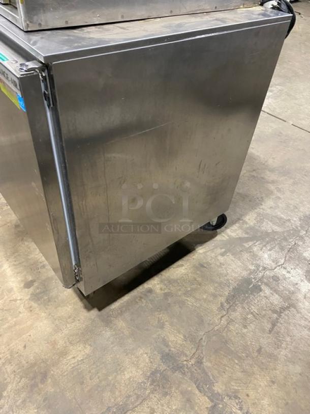 Beverage-Air Commercial Stainless Steel Single Door Undercounter Worktop Refrigerator! Energy Star Certified! Energy Star Certified! With Poly Coated Wire Rack! Model: UCR27AHC SN: 13809512! 115V 1 Phase! On Casters! - Image 2 of 7