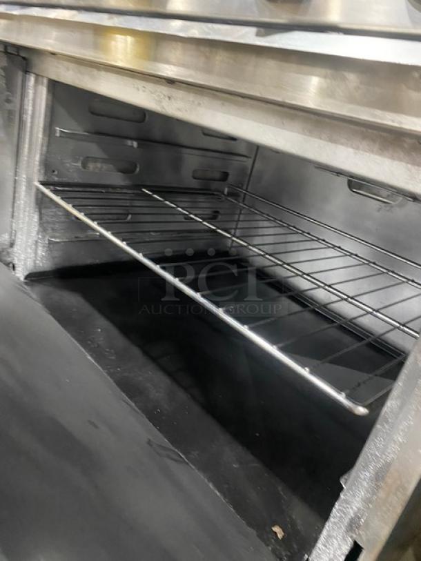 DCS Commercial Stainless Steel Natural Gas Powered 6 Burner Range/Oven Combo! With Back Splash & Overhead Salamander Shelf! With Wired Oven Racks! - Image 7 of 9