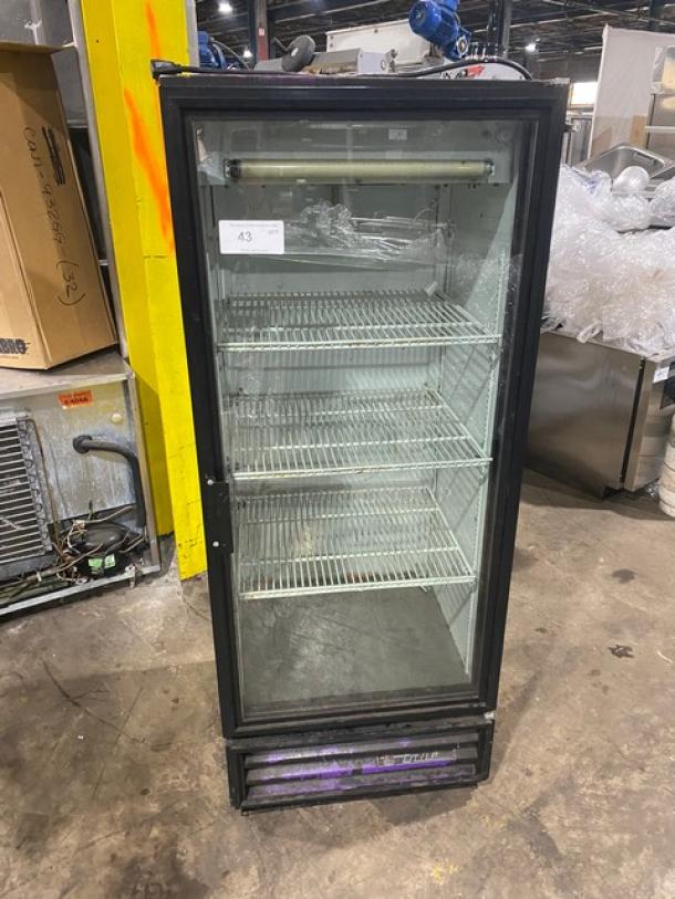 True Snapple Style Commercial Black Single Glass Door Reach In Merchandiser Refrigerator! With Poly Coated Wire Racks! Model: GDM-12 SN: 11800502! 115V 1 Phase! - Image 1 of 7