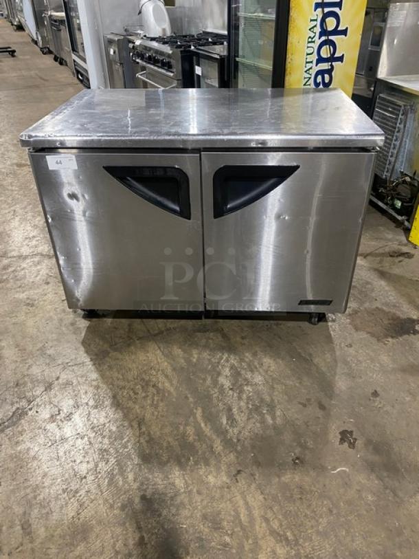 Turbo Air Super Deluxe Series Commercial Stainless Steel 2 Door Refrigerated Undercounter Worktop Cooler! With Wire Racks! Model: TUR-48SD! 115V! On Casters! - Image 1 of 7