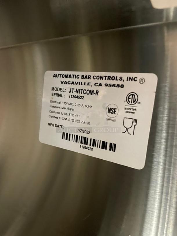 JoeTap! 2022 Late Model! By Automatic Bar Controls Commercial Stainless Steel Electric Powered Countertop Automatic Nitro Cold Brew Coffee Dispenser! With Single Tower Double Tap Dispenser! Model: JT-NITCOM-R SN: 11264522! 115V! - Image 7 of 8
