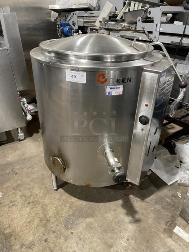 Groen Commercial Stainless Steel Natural Gas Powered Steam Jacketed 40 Lb. Stationary Steam Kettle! Model: AH/1-40 SN: 49571! 115V 1 Phase! On Legs! - Image 1 of 8