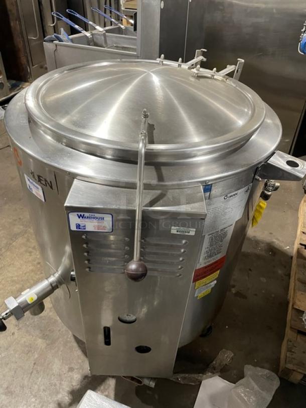 Groen Commercial Stainless Steel Natural Gas Powered Steam Jacketed 40 Lb. Stationary Steam Kettle! Model: AH/1-40 SN: 49571! 115V 1 Phase! On Legs! - Image 2 of 8