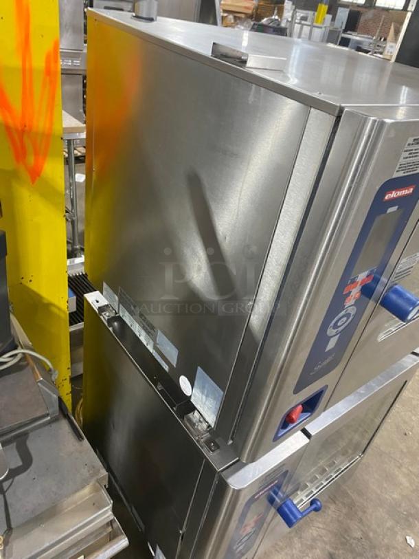 Eloma Genius Series Commercial Stainless Steel Electric Powered Double Stacked Combi Oven! With Digital Controls! With Built In Pan Slides & Wired Racks! On Legs! 2X Your Bid Make One Unit! - Image 2 of 10