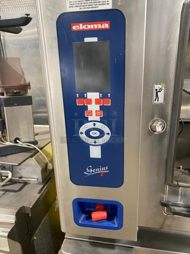 Eloma Genius Series Commercial Stainless Steel Electric Powered Double Stacked Combi Oven! With Digital Controls! With Built In Pan Slides & Wired Racks! On Legs! 2X Your Bid Make One Unit! - Image 7 of 10