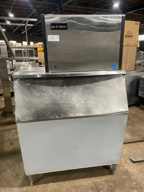 Ice-O-Matic Commercial Stainless Steel Electric Powered Air-Cooled Ice Making Machine Head! Energy Star Certified! Model: ICE0500FA5 SN: 12091280010419! 115V 1 Phase! With Heavy Duty Ice Storage Bin! With Lift-Up Style Access Door! On Legs! ALL ONE MONEY! - Image 1 of 7