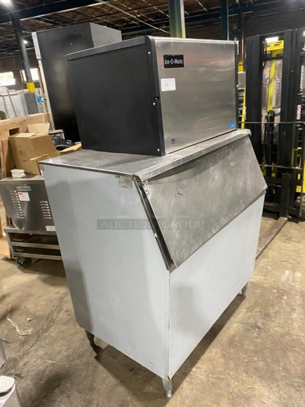 Ice-O-Matic Commercial Stainless Steel Electric Powered Air-Cooled Ice Making Machine Head! Energy Star Certified! Model: ICE0500FA5 SN: 12091280010419! 115V 1 Phase! With Heavy Duty Ice Storage Bin! With Lift-Up Style Access Door! On Legs! ALL ONE MONEY! - Image 2 of 7