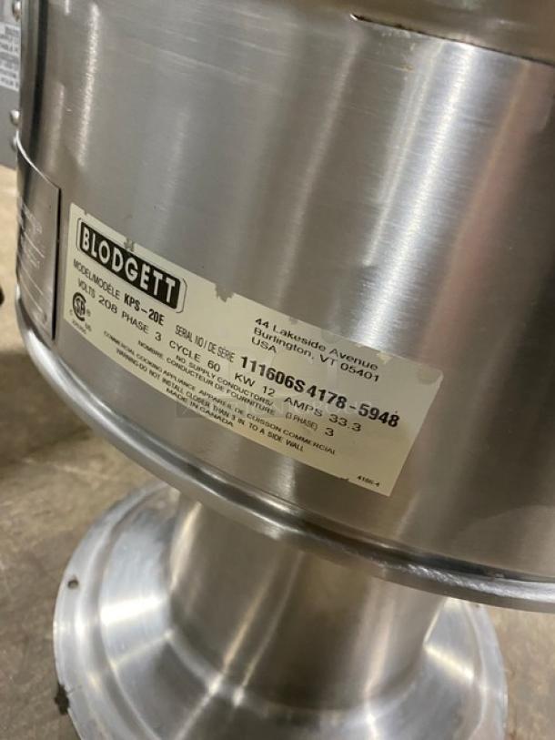 Blodgett Commercial Stainless Steel Electric Powered 2/3 Jacketed 20-Gal. Stationary Pedestal Kettle! With Swing Spout Faucet! Model: KPS-20E SN: 111606S4178-5948! 208V 3 Phase! On Pedestal-Style Base! - Image 9 of 11
