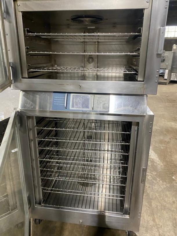 Duke Commercial Stainless Steel Electric Powered Double Stacked Convection Oven/Proofer Combo! With Touch Screen Controls! With Built In Pan Slides & Wired Oven Racks! Model: TSC-6/18 SN: 30-JIJI-0090! 208V 3 Phase! On Casters! - Image 5 of 12