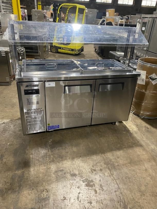 Turbo-Air Commercial Stainless Steel 2 Door Refrigerated Buffet Style Cold Food/Salad Bar Display Table! With Clear Overhead Sneeze Guard! Model: JBT-60 SN: JB6TA12016! 115V 1 Phase! On Casters! - Image 1 of 10
