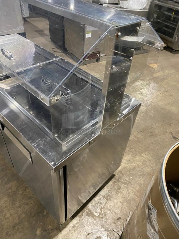 Turbo-Air Commercial Stainless Steel 2 Door Refrigerated Buffet Style Cold Food/Salad Bar Display Table! With Clear Overhead Sneeze Guard! Model: JBT-60 SN: JB6TA12016! 115V 1 Phase! On Casters! - Image 2 of 10