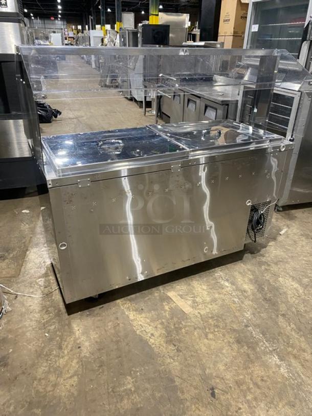Turbo-Air Commercial Stainless Steel 2 Door Refrigerated Buffet Style Cold Food/Salad Bar Display Table! With Clear Overhead Sneeze Guard! Model: JBT-60 SN: JB6TA12016! 115V 1 Phase! On Casters! - Image 3 of 10