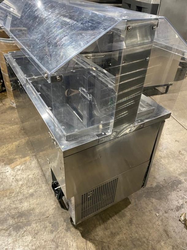 Turbo-Air Commercial Stainless Steel 2 Door Refrigerated Buffet Style Cold Food/Salad Bar Display Table! With Clear Overhead Sneeze Guard! Model: JBT-60 SN: JB6TA12016! 115V 1 Phase! On Casters! - Image 4 of 10