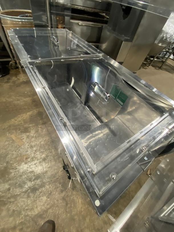 Turbo-Air Commercial Stainless Steel 2 Door Refrigerated Buffet Style Cold Food/Salad Bar Display Table! With Clear Overhead Sneeze Guard! Model: JBT-60 SN: JB6TA12016! 115V 1 Phase! On Casters! - Image 5 of 10