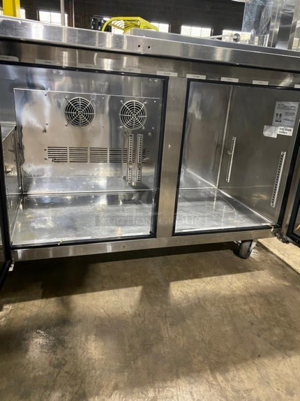 Turbo-Air Commercial Stainless Steel 2 Door Refrigerated Buffet Style Cold Food/Salad Bar Display Table! With Clear Overhead Sneeze Guard! Model: JBT-60 SN: JB6TA12016! 115V 1 Phase! On Casters! - Image 6 of 10