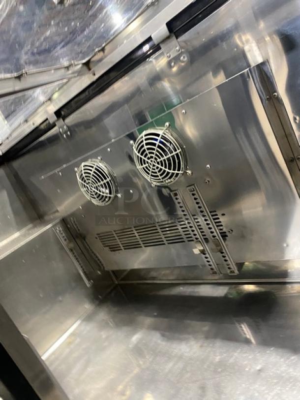 Turbo-Air Commercial Stainless Steel 2 Door Refrigerated Buffet Style Cold Food/Salad Bar Display Table! With Clear Overhead Sneeze Guard! Model: JBT-60 SN: JB6TA12016! 115V 1 Phase! On Casters! - Image 7 of 10
