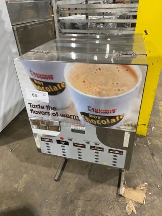Bunn Dunkin Donuts Style Commercial Stainless Steel Electric Powered Countertop 5-Flavor Hot Chocolate/Cappuccino Hot Beverage Machine! With Hot Water Dispenser & Digital Controls! With Polycarbonate Hoppers! Model: IMIX-5 SN: IMIX029357! 120/208-240V 1 Phase! On Legs!