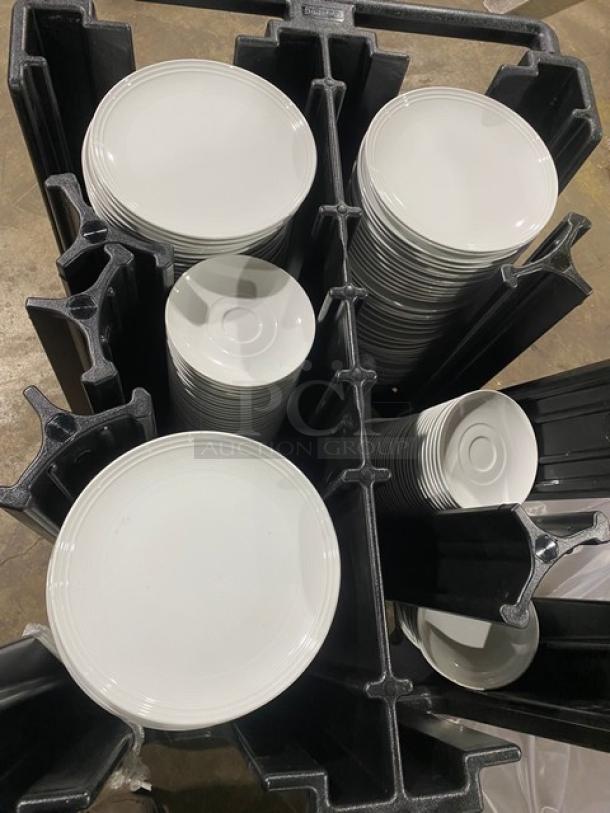 Commercial Black Poker-Style Mobile Dish Dolly/Caddy! With Commercial White Round Dinnerplates! On Casters! ALL ONE MONEY! - Image 3 of 7