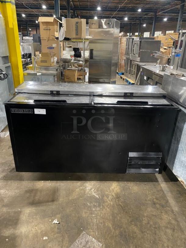 Maxx Cold X-Series Commercial Black Powder Coated Horizontal Bottle Cooler! With Stainless Steel Top & Double Sliding Lids! Model: MXCR65B SN: 382322! 115V 1 Phase! - Image 1 of 8