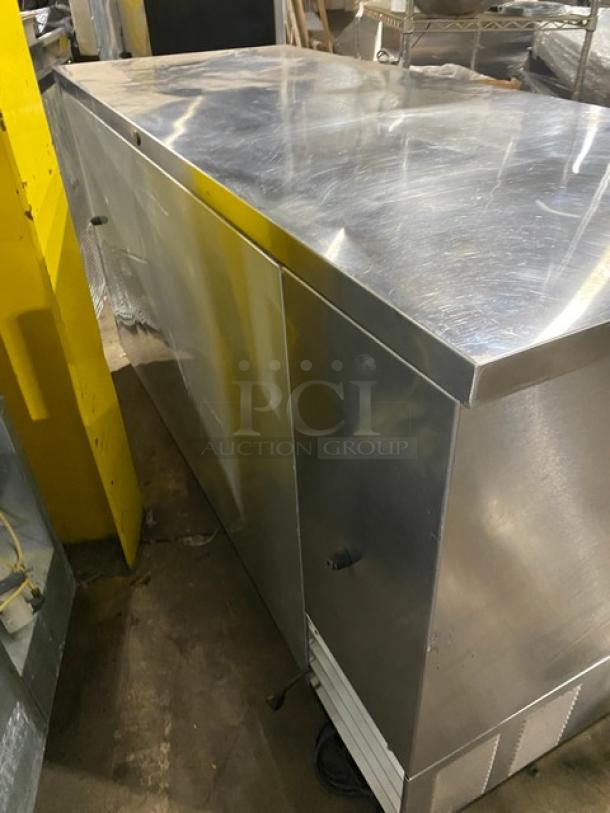 True Commercial Stainless Steel Solid 2 Door Refrigerated Bar Back Cooler! With Stainless Steel Worktop! With Poly Coated Wire Racks! Model: TBB-3-S SN: 6640829! 115V 1 Phase! - Image 3 of 9