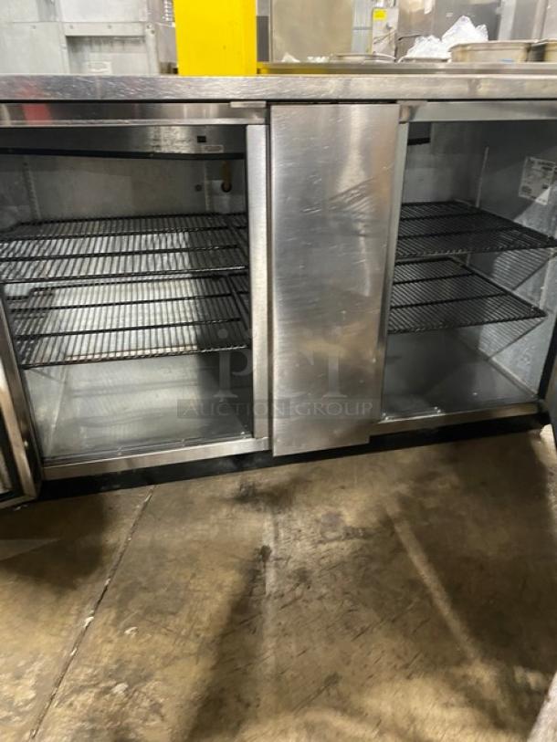True Commercial Stainless Steel Solid 2 Door Refrigerated Bar Back Cooler! With Stainless Steel Worktop! With Poly Coated Wire Racks! Model: TBB-3-S SN: 6640829! 115V 1 Phase! - Image 5 of 9