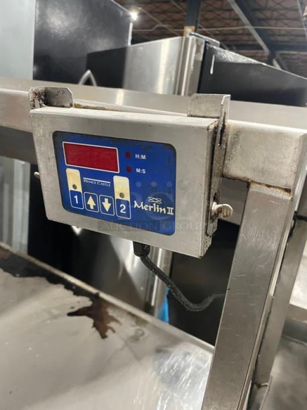 Custom Commercial Stainless Steel Enclosed Base Worktop Table! With Overhead Shelf & Prince Castle Merlin II Series Commercial Single-Function Digital Timer! With Enclosed Pan-Slide Cabinet Underneath! On Legs! - Image 8 of 9