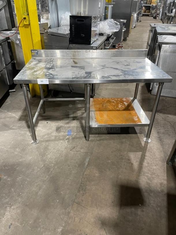 Commercial Stainless Steel 60" Worktop Table! With Up Turned Back Splash! With Single Undershelf! On Legs! - Image 1 of 7