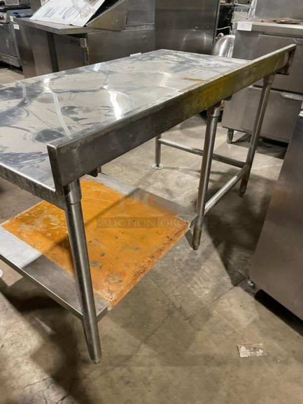 Commercial Stainless Steel 60" Worktop Table! With Up Turned Back Splash! With Single Undershelf! On Legs! - Image 4 of 7