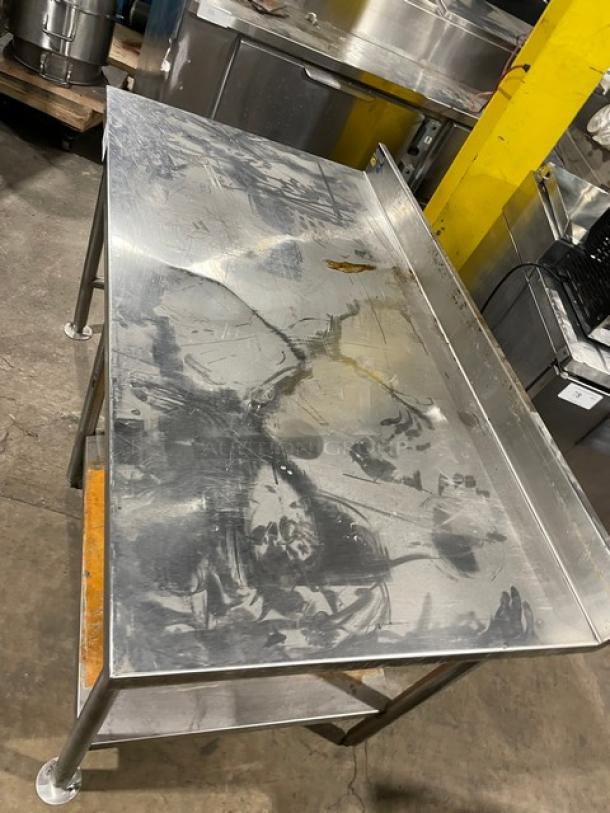 Commercial Stainless Steel 60" Worktop Table! With Up Turned Back Splash! With Single Undershelf! On Legs! - Image 5 of 7