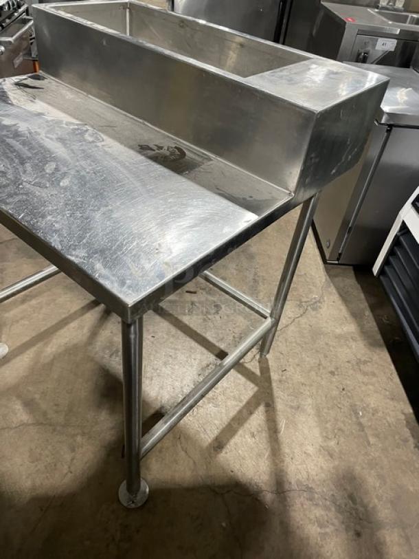 Russco Custom Commercial Stainless Steel Open Base Worktop Table! With Insulated Ice Bin Attached! On Legs! - Image 2 of 8