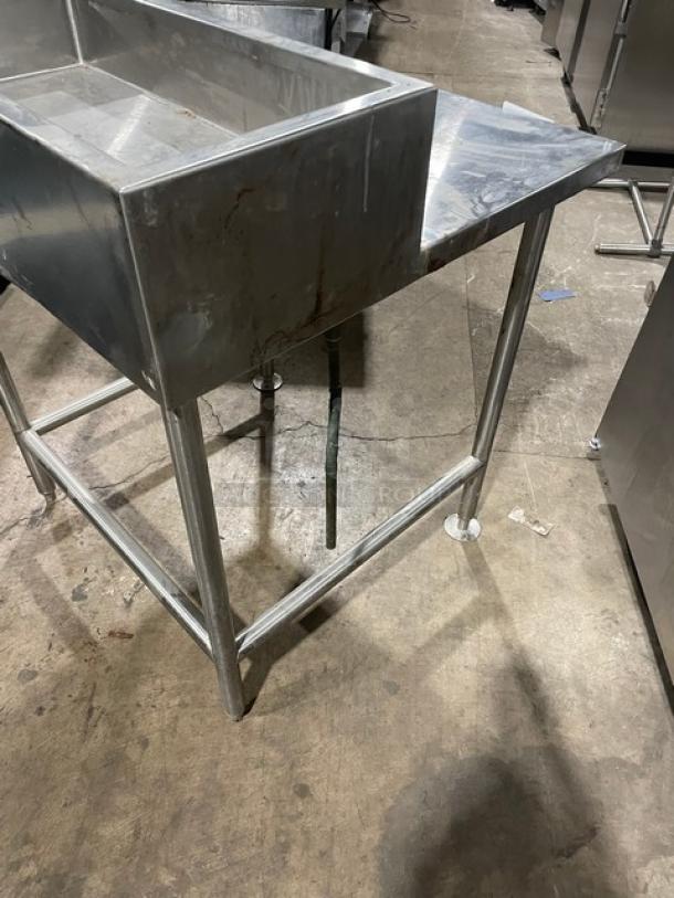 Russco Custom Commercial Stainless Steel Open Base Worktop Table! With Insulated Ice Bin Attached! On Legs! - Image 3 of 8