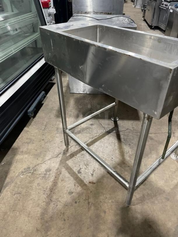 Russco Custom Commercial Stainless Steel Open Base Worktop Table! With Insulated Ice Bin Attached! On Legs! - Image 4 of 8
