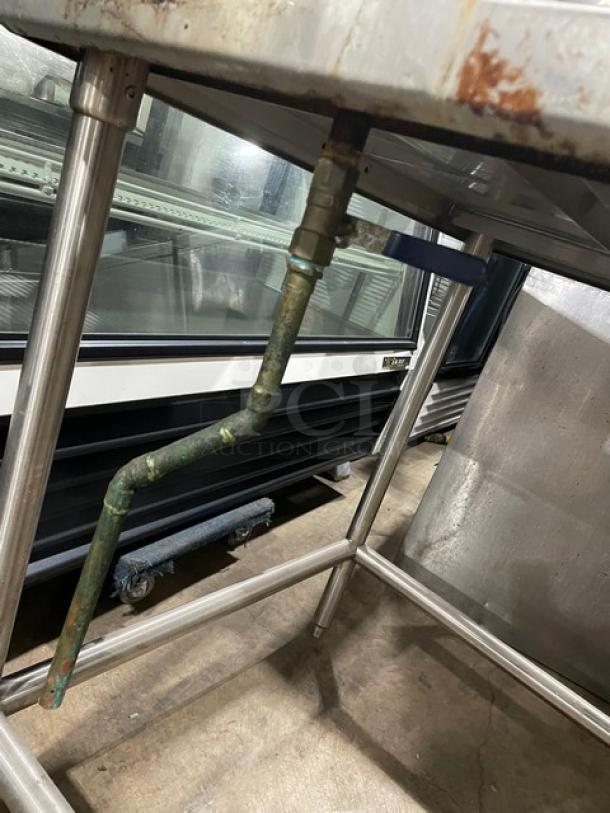 Russco Custom Commercial Stainless Steel Open Base Worktop Table! With Insulated Ice Bin Attached! On Legs! - Image 7 of 8