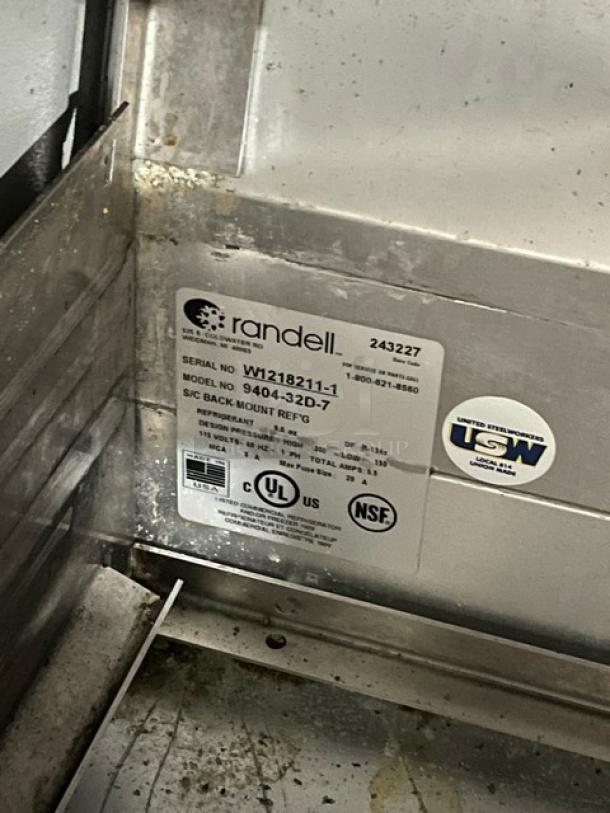 Randell Commercial Stainless Steel 2 Drawer Self Contained Undercounter Worktop Refrigerator! Model: 9404-32D-7 SN: W1218211-1! 115V 1 Phase! - Image 6 of 7