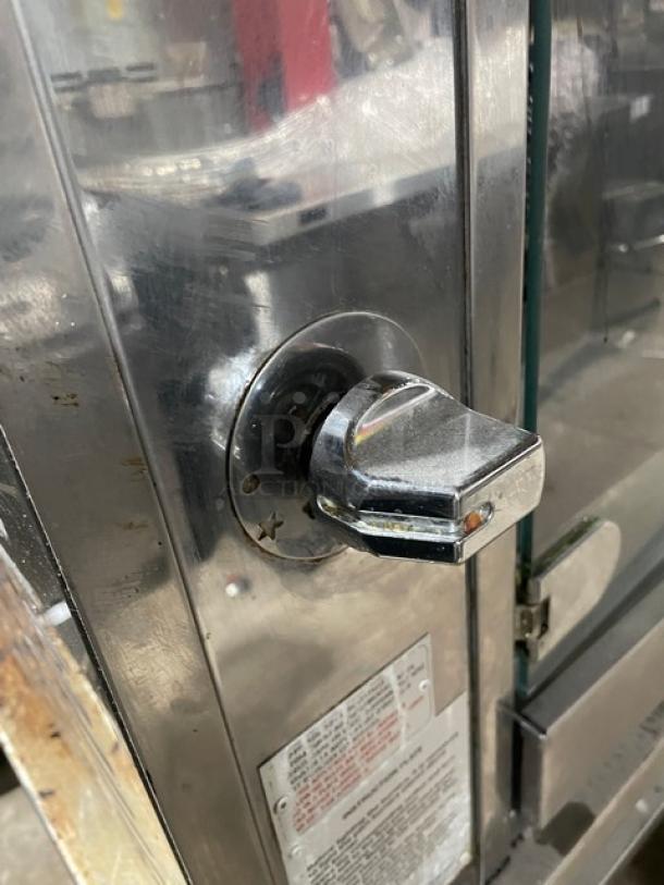 Rotisol! 2017 Late Model! Commercial Stainless Steel Natural Gas Powered Grand Flammes Millenium Vertical French Rotisserie! With Single Undershelf Equipment Cart! Model: 975.2 SN: 7533! 220-240V 1 Phase! On Casters! - Image 8 of 9