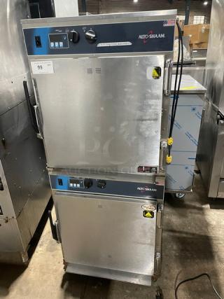 Alto-Shaam! 2017 Late Model! Halo Heat Series Commercial Stainless Steel Electric Powered Double Stacked Low Temperature Cook & Hold Oven! With Wired Oven Racks! With Individual Controls! Model: 750-TH/II SN: 2146775-000! 208-240V 1 Phase! 2X Your Bid Makes One Unit!
