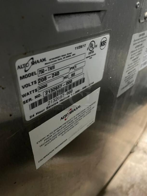 Alto-Shaam! 2017 Late Model! Halo Heat Series Commercial Stainless Steel Electric Powered Double Stacked Heated Holding/Proofing Cabinet! With Wired Oven Racks! With Individual Controls! Model: 750-S SN: 2135480-000/2132667-000! 208-240V 1 Phase! 2X Your Bid Makes One Unit! - Image 9 of 10